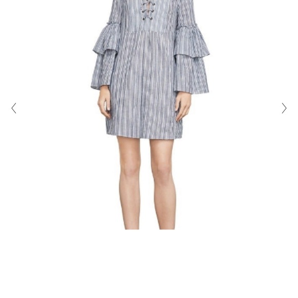 BCBGMAXAZRIA Charlyze caftan dress Blue and white stripe layered sleeves sz Lg - Picture 5 of 8